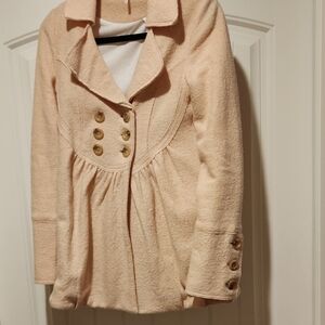 Chic Peach Buttoned Women's Coat